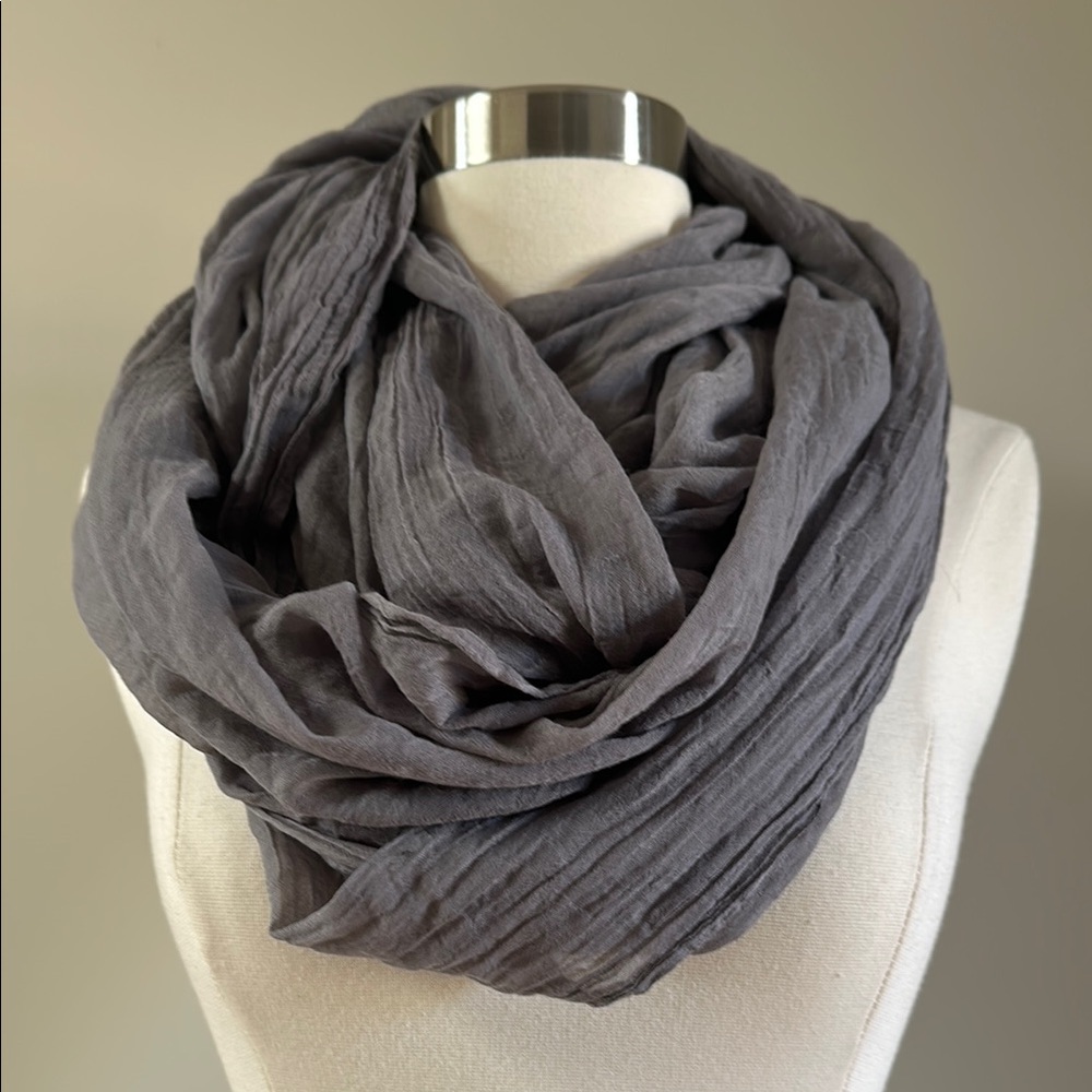 Soft Gray Infinity Scarf with Textured Look